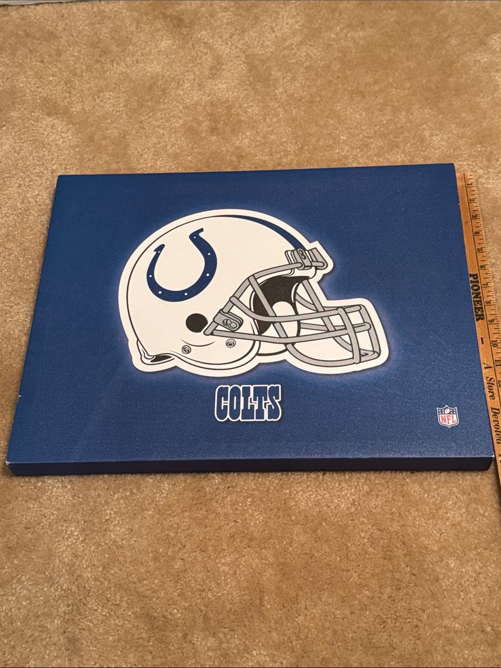 NFL Indianapolis Colts Blue and White Helmet Wall Art Measuring 20x 16